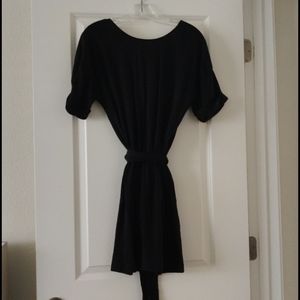 Black dress with tie around the waist